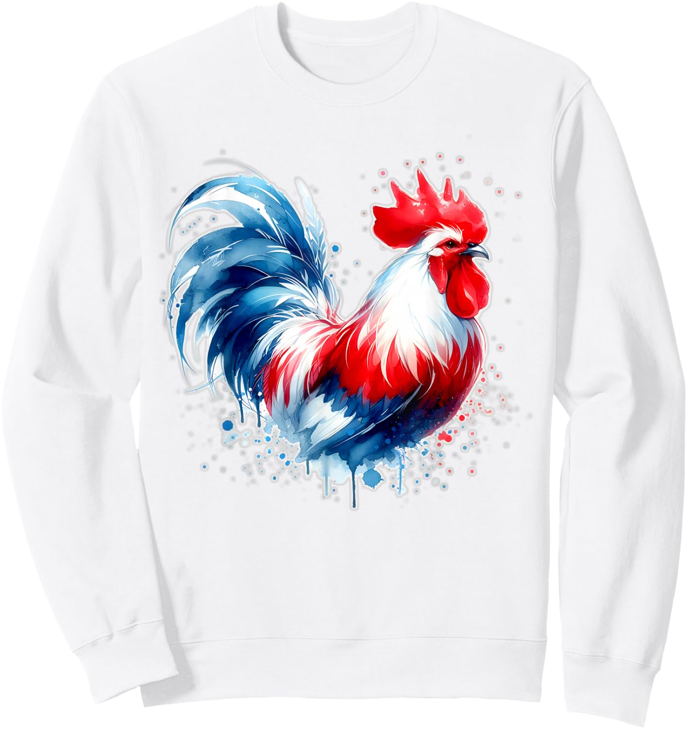 Coq français bleu blanc rouge Fête Nationale France , white, S Sweatshirt - Sweatshirt | White