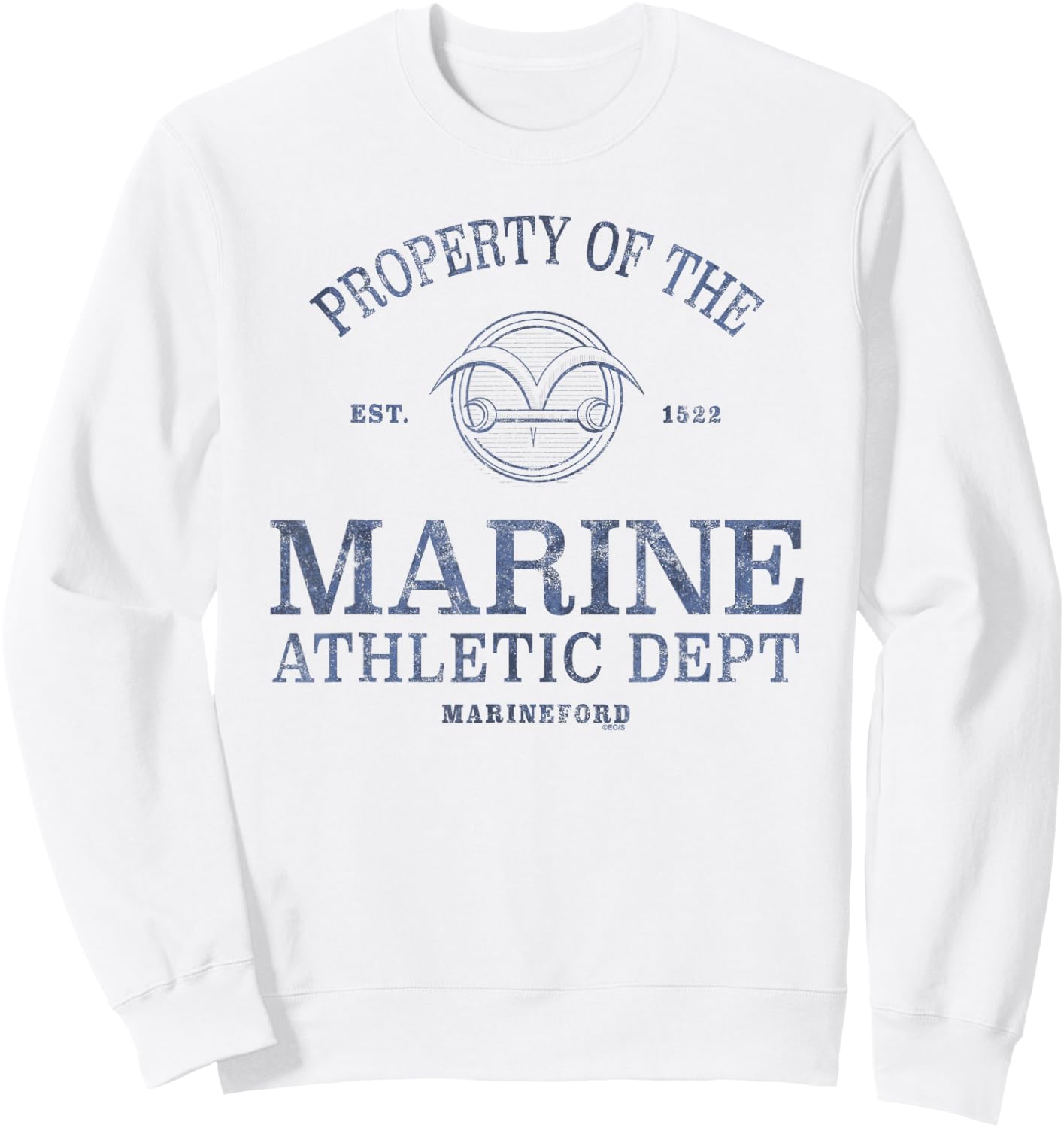 One Piece Marine Athletic Dept , White Sweatshirt - Sweatshirt | White