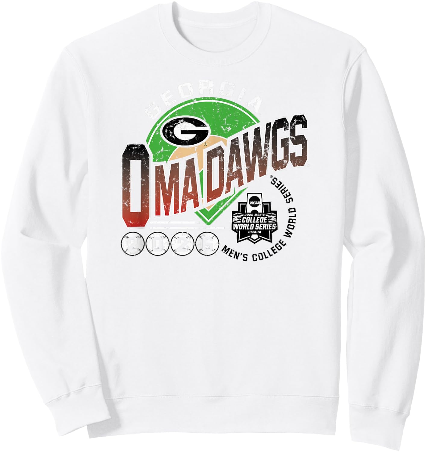 Georgia Bulldogs College World Series 2026 Baseball Omadawgs Sweatshirt - Sweatshirt | White