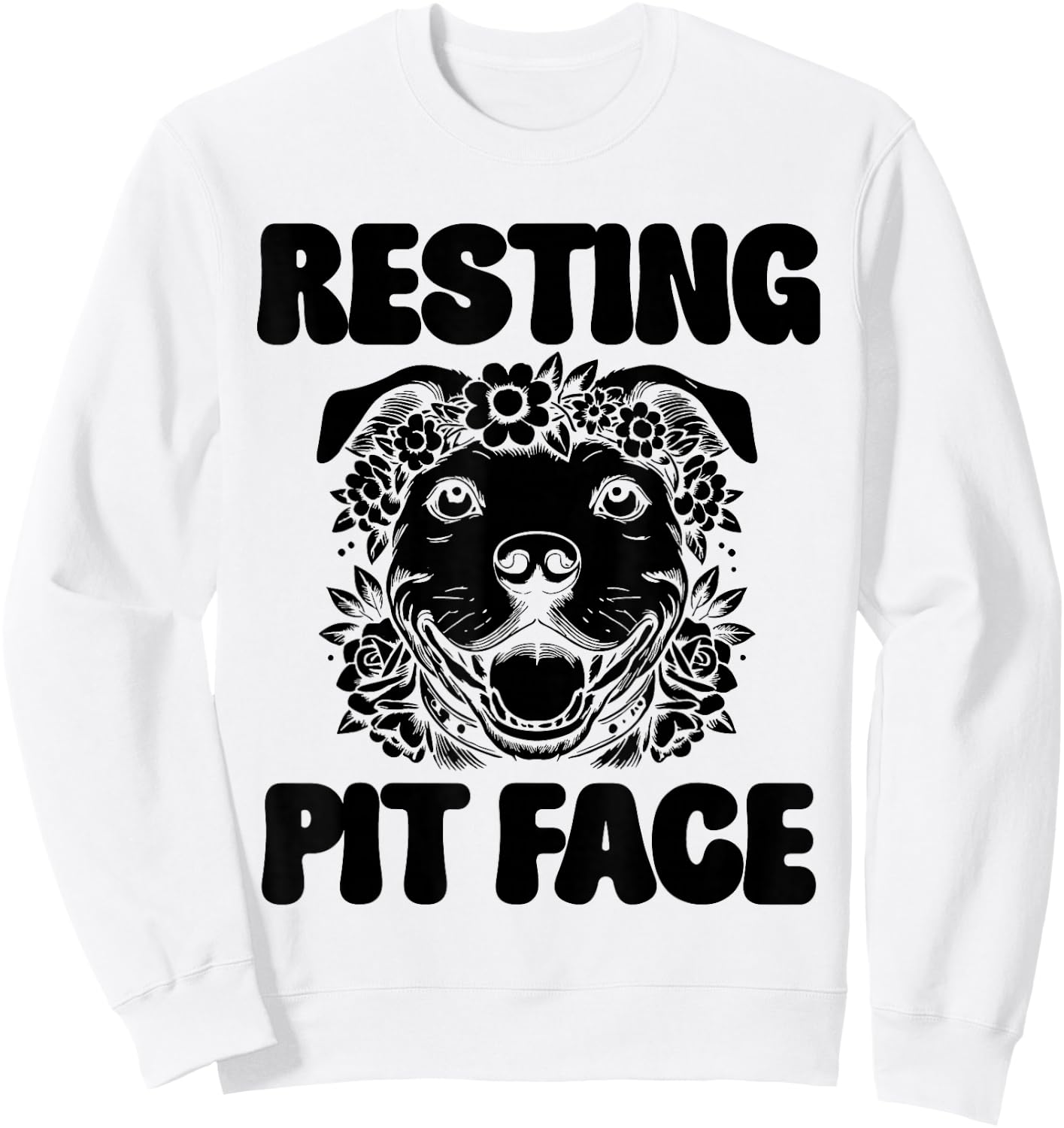 Resting Pit Face Pitbull Dog Design Sweatshirt - Sweatshirt | White