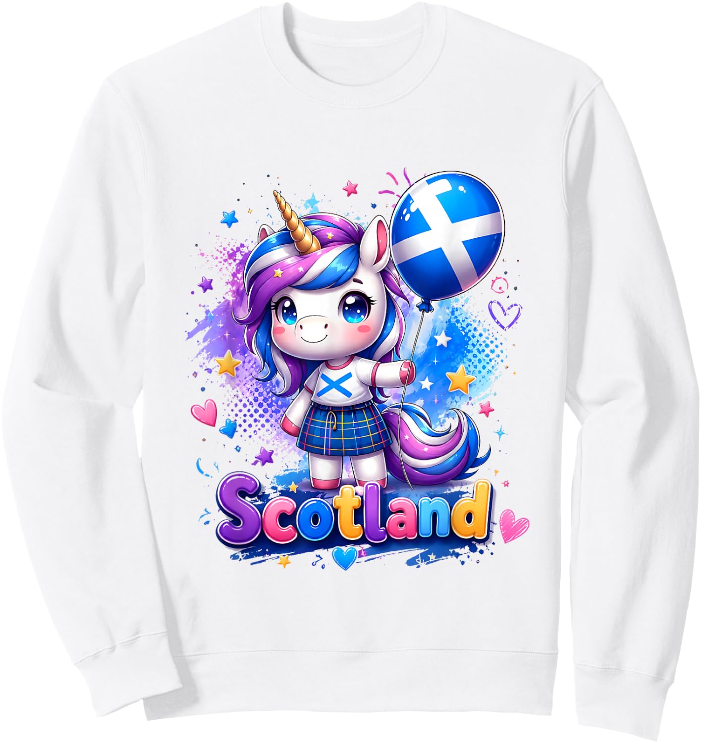 Cute Scotland Unicorn Shirt Scottish Flag Kawaii Sweatshirt - Sweatshirt | White