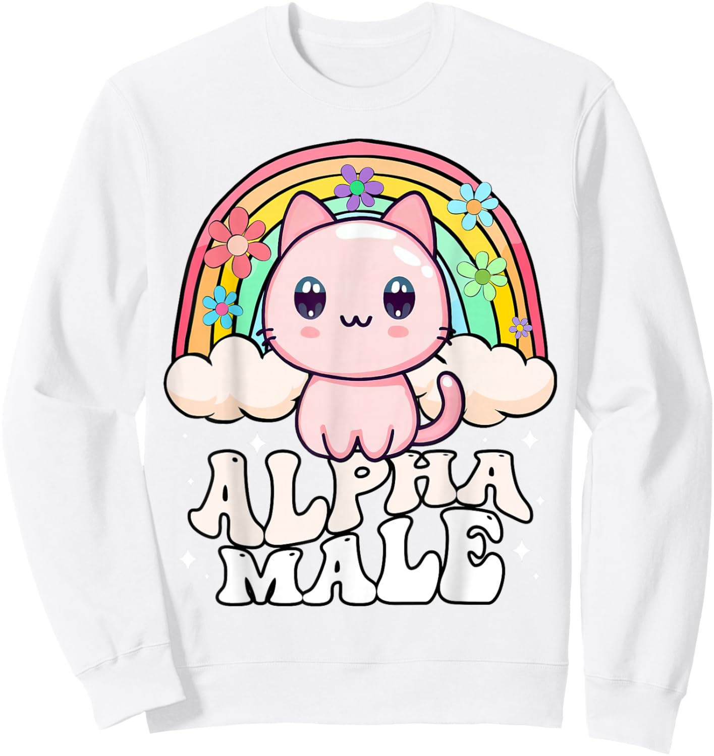 Alpha Männliche Katze Kätzchen Regenbogen Sweatshirt - Sweatshirt | White