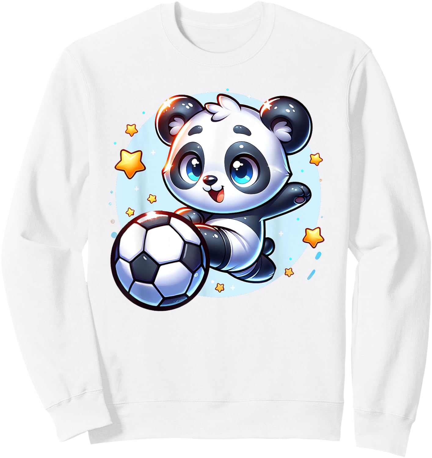 Panda Soccer Player Kicking Soccer Ball Cute Girls Graphic Sweatshirt - Sweatshirt | White
