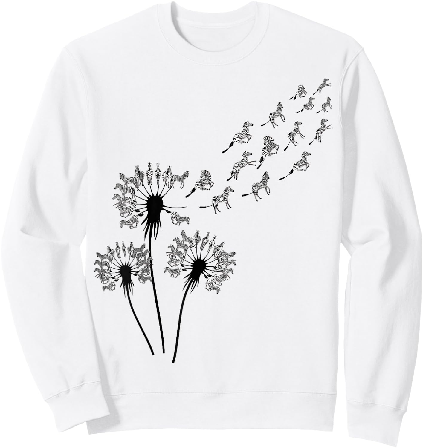 Flower Dandelion Zebras Shirt for Zebra Lover | Zebra Sweatshirt - Sweatshirt | White