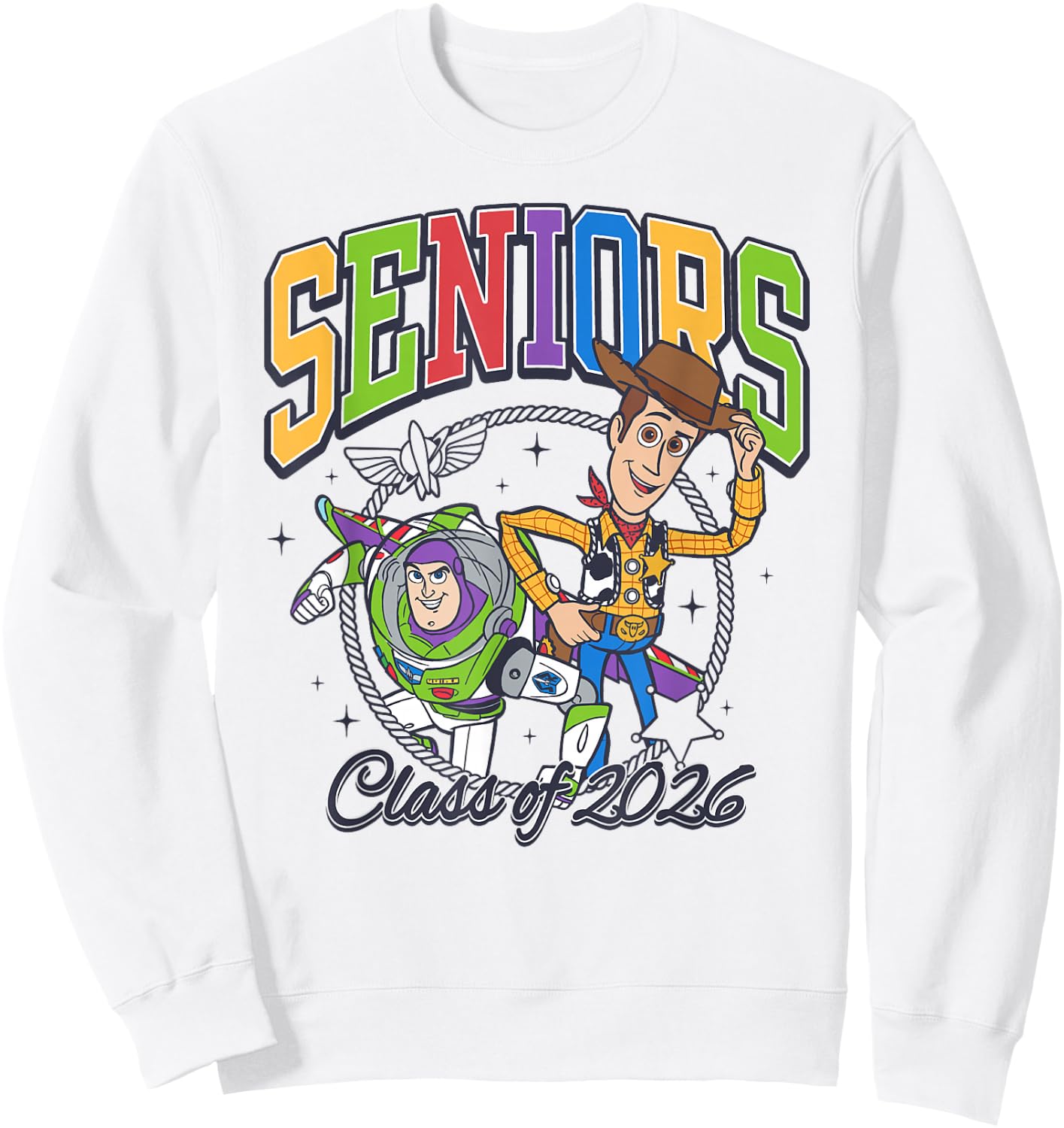 Disney Pixar Toy Story Graduation Seniors Class of 2026 Sweatshirt - Sweatshirt | White