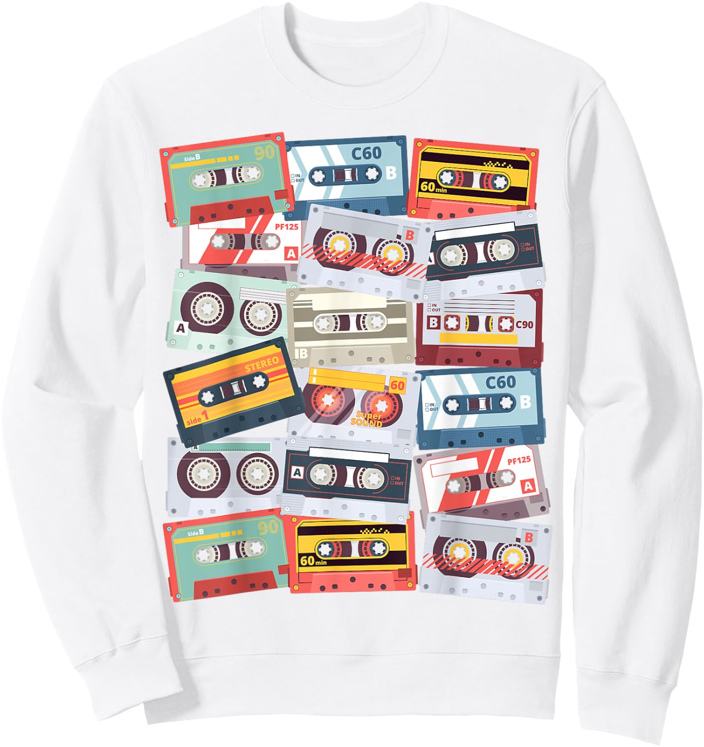 Retro Style Oldschool Tape Cassette Mixtape Design , White Sweatshirt - Sweatshirt | White