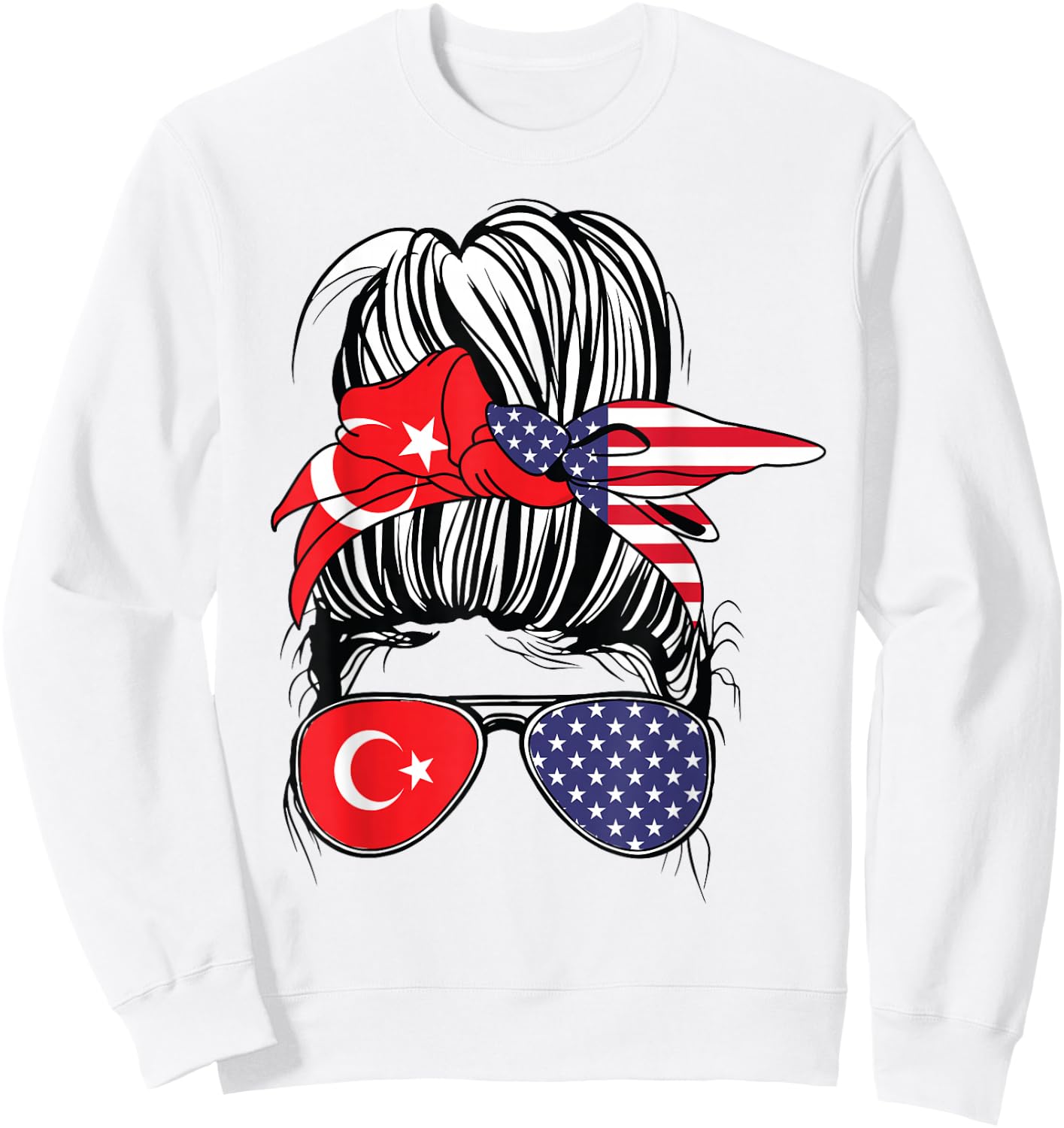 Turkey Women Turkiye Flag American Heritage USA Turkey Sweatshirt - Sweatshirt | White