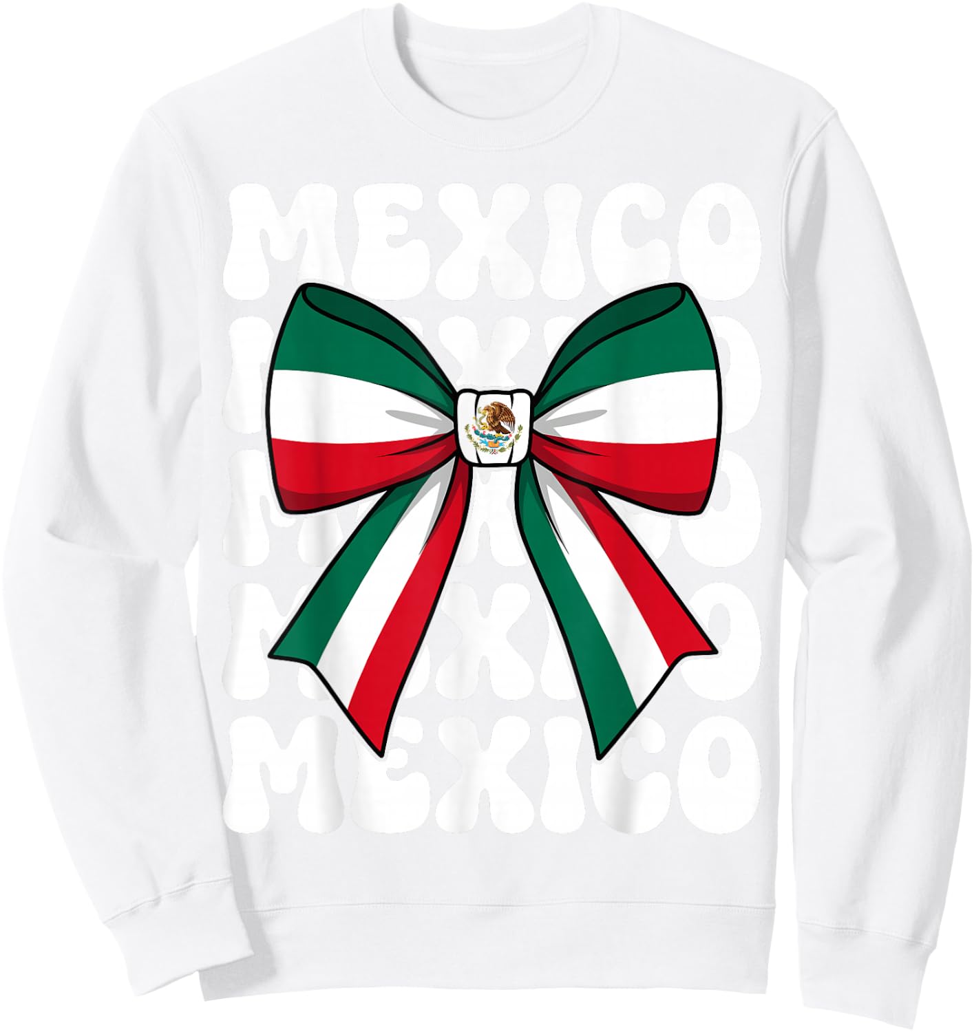 Mexico Coquette Bow Mexico Flag Cute Retro Mexican Girl Sweatshirt - Sweatshirt | White