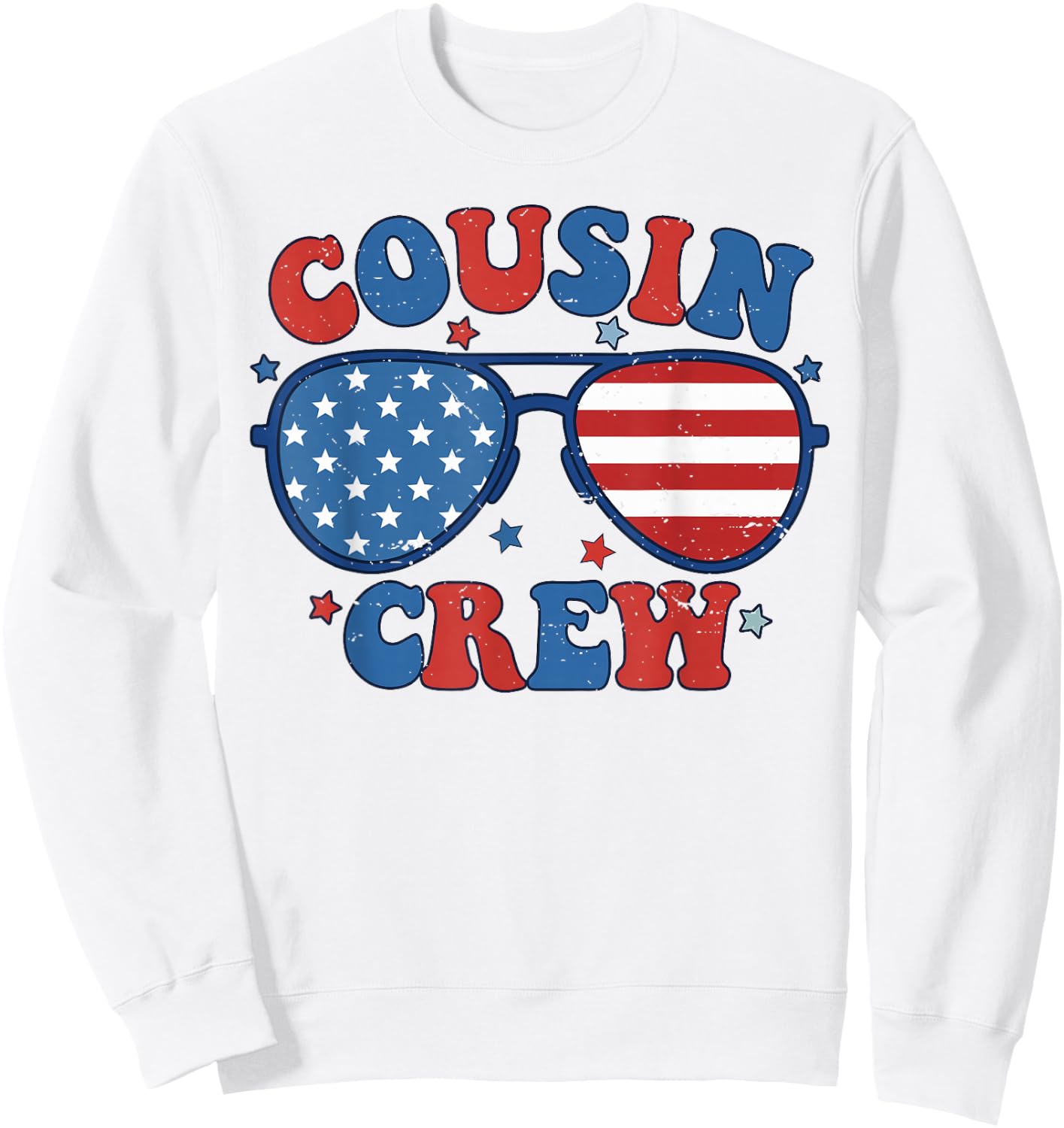 Cousin Crew 4th of July Patriotic American Family Matching Sweatshirt - Sweatshirt | White
