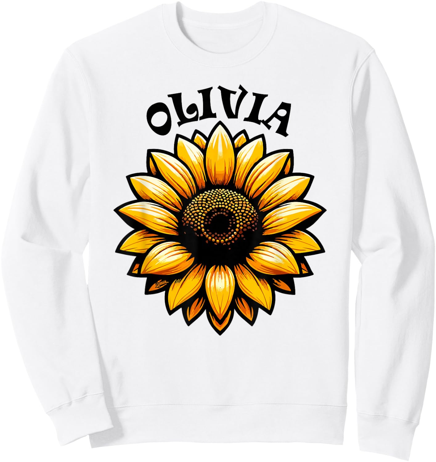 Olivia Beautiful Sunflower Design for Girls Name Olivia Sweatshirt - Sweatshirt | White