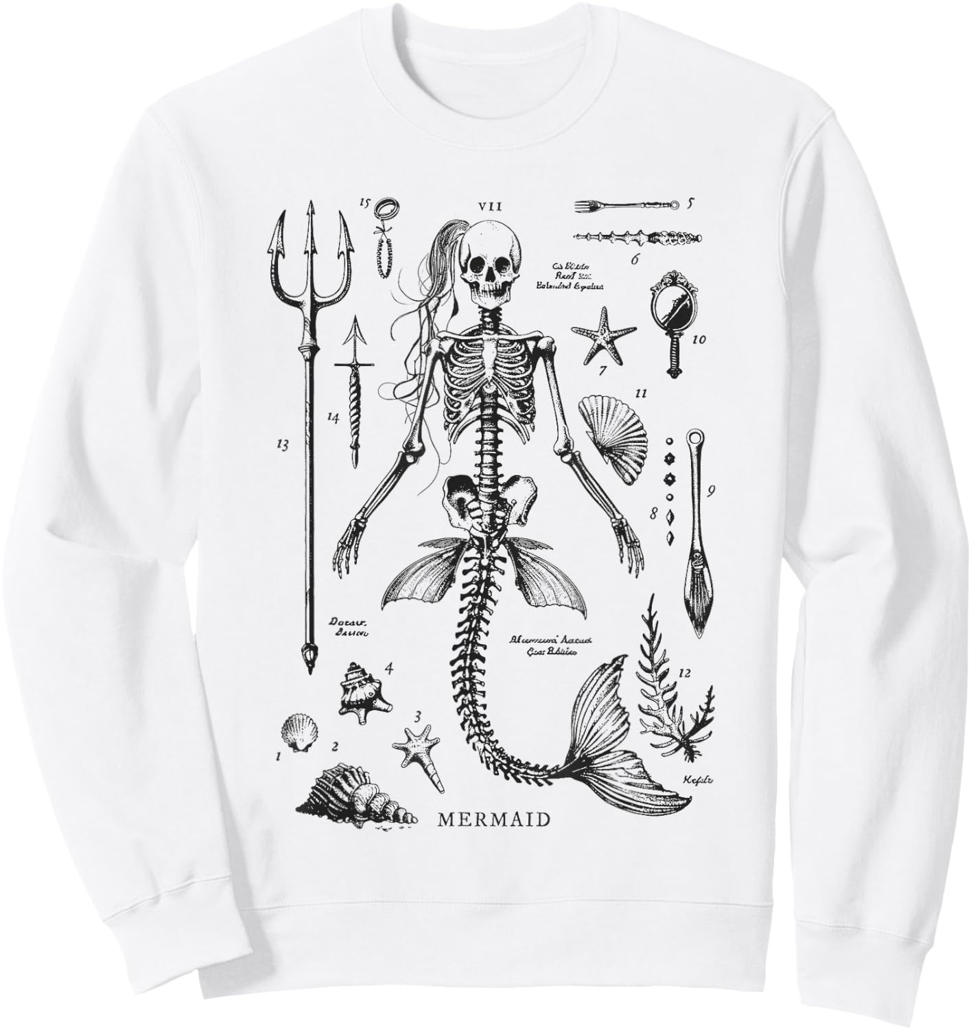Mermaid Skeleton Sweatshirt - Sweatshirt | White