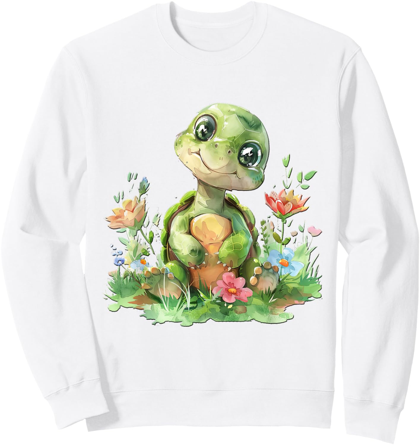 Baby Schildkröte mit Blumen süße Kröte Mädchen Tochter Sohn Sweatshirt - Sweatshirt | White