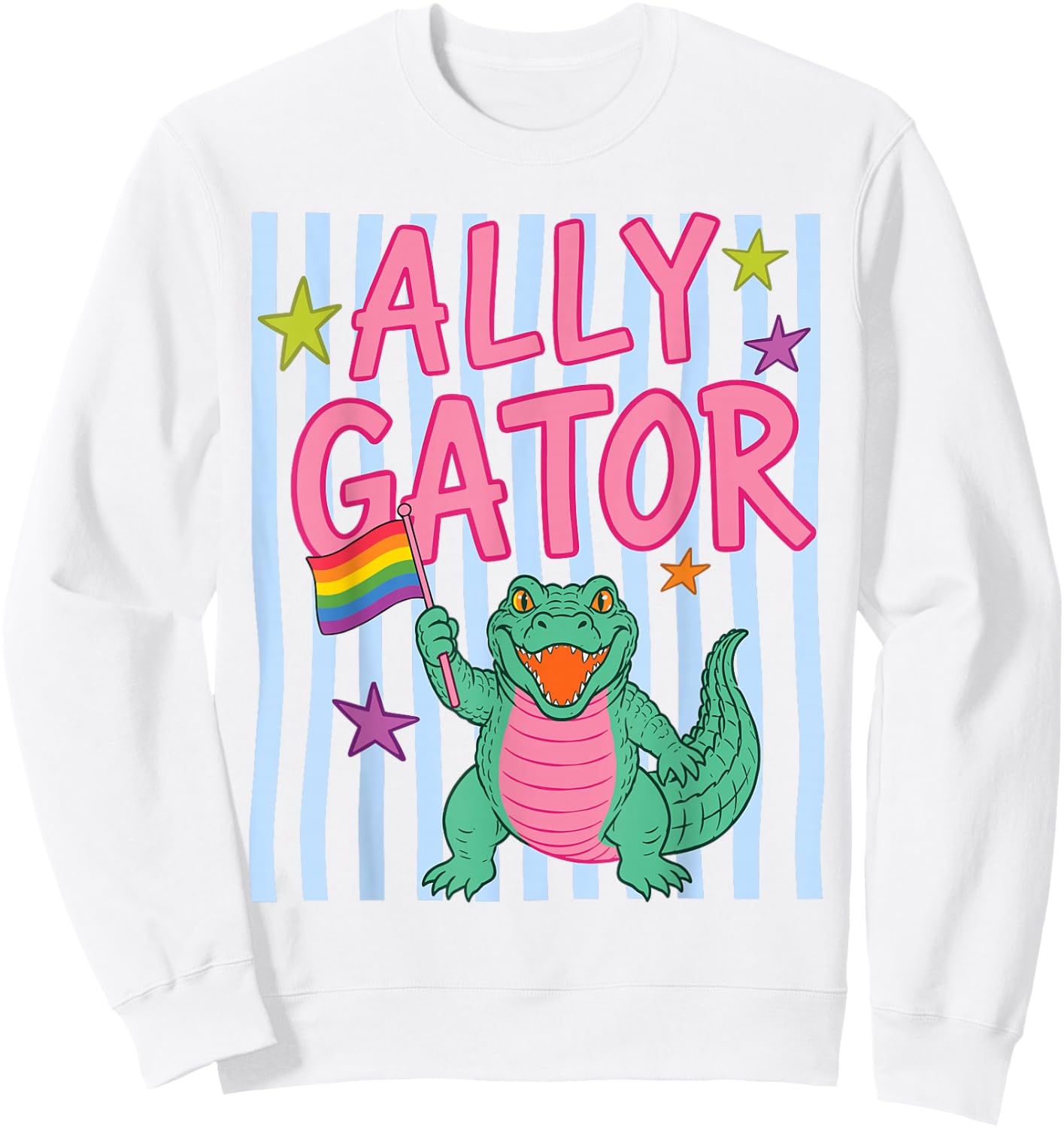 Ally Gator Rainbow Pride Alligator LGBTQ Equality Men Women Sweatshirt - Sweatshirt | White