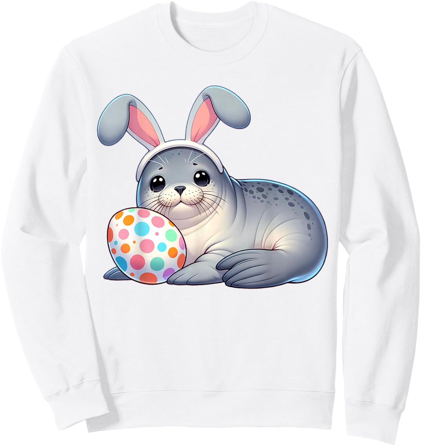 Funny Easter Seal Lovers Egg Eggs Bunny Rabbit Bunnies Sweatshirt - Sweatshirt | White