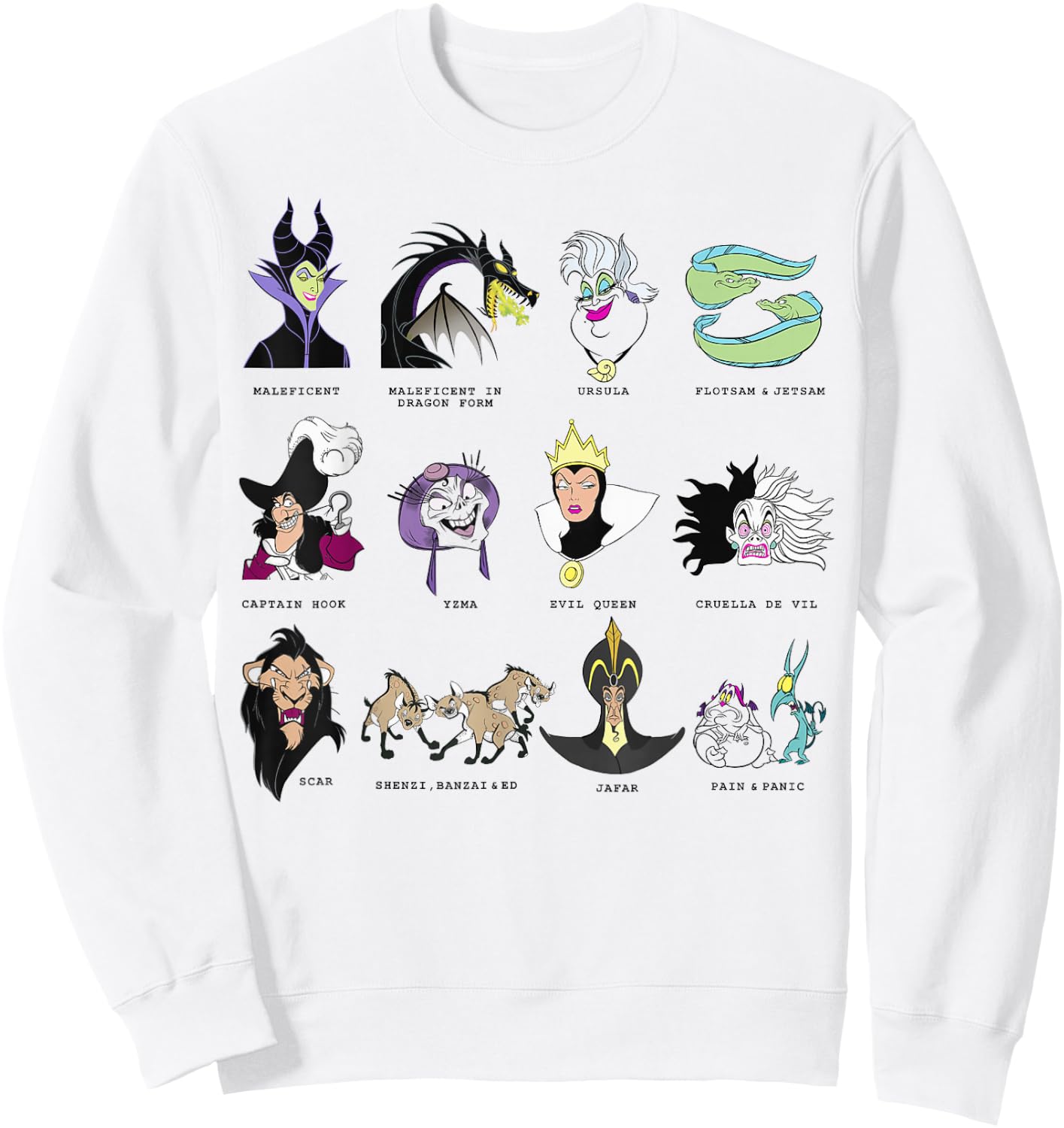 Disney Villains Portrait Grid Sweatshirt - Sweatshirt | White