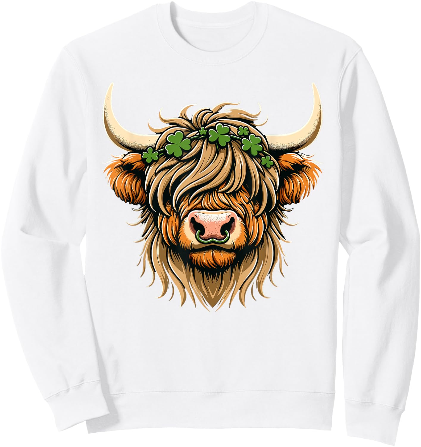 St Patricks Day Highland Cow Saint Paddys Men Women Kids Sweatshirt - Sweatshirt | White