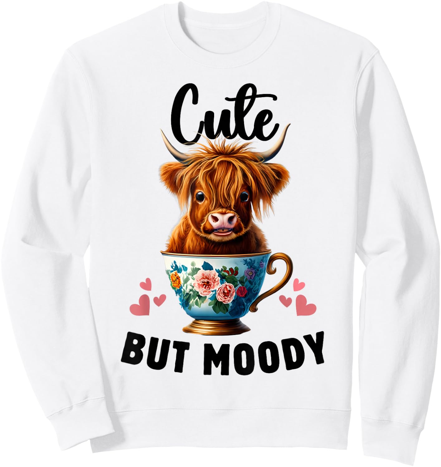 Cow miniature Highland Cow Cute But Moody Baby Cow for Girls Sweatshirt - Sweatshirt | White