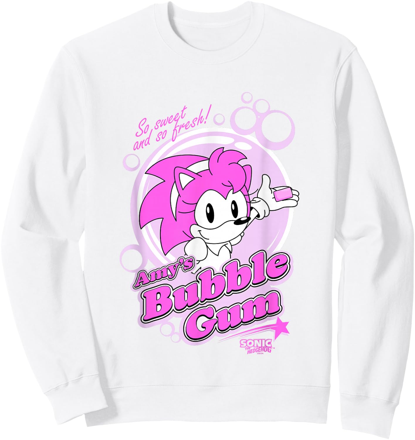 Sonic The Hedgehog Amy's Bubble Gum Sweet and Fresh Retro Sweatshirt - Sweatshirt | White