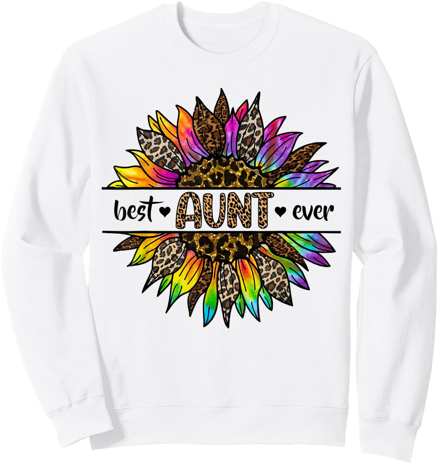 Best Aunt Ever Sunflower Leopard Tie Dye Auntie Mothers Day Sweatshirt - Sweatshirt | White