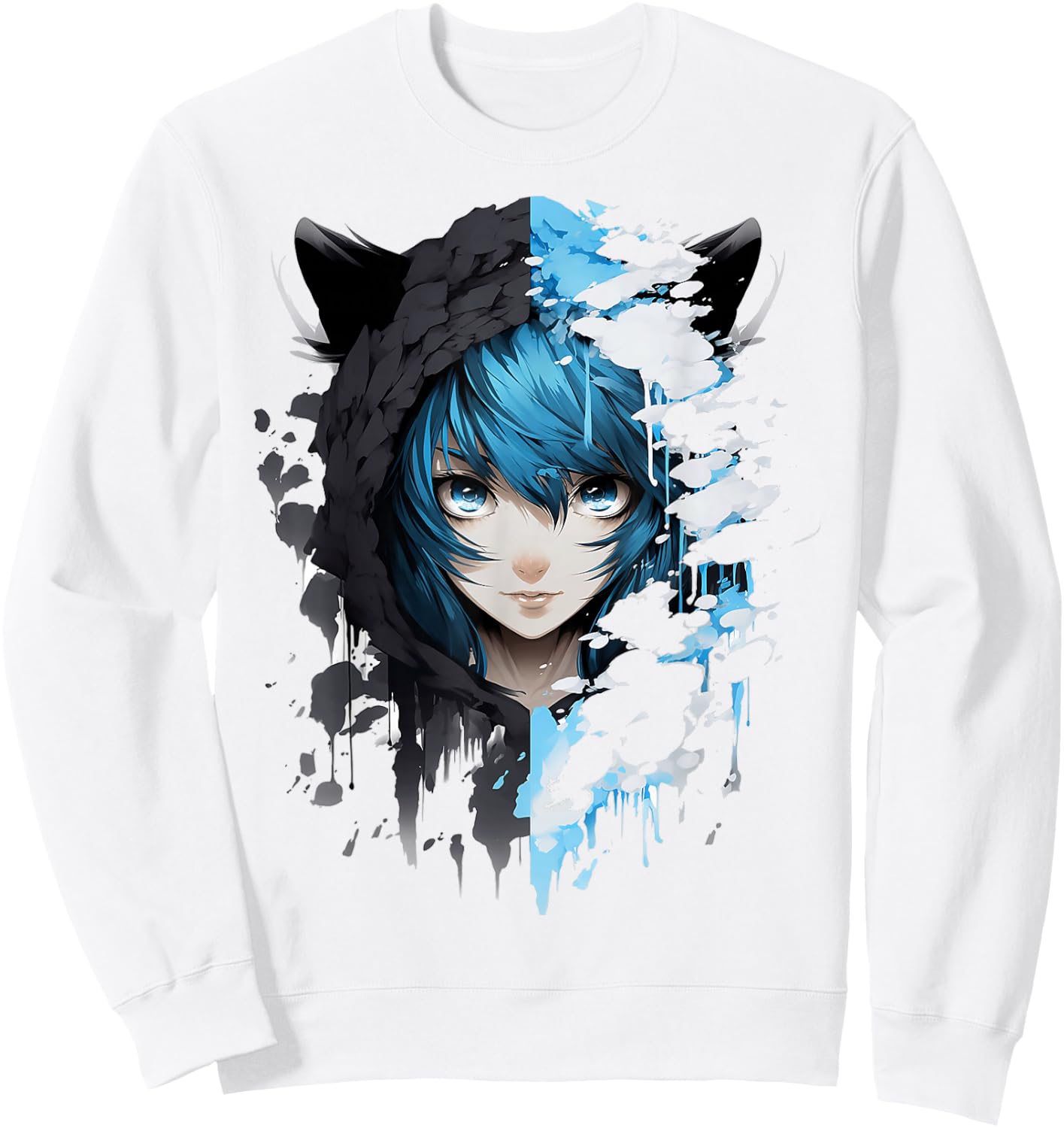 Anime Manga Abstrakt Japan Frauen Kunstwerk Malerei Anime Sweatshirt - Sweatshirt | White