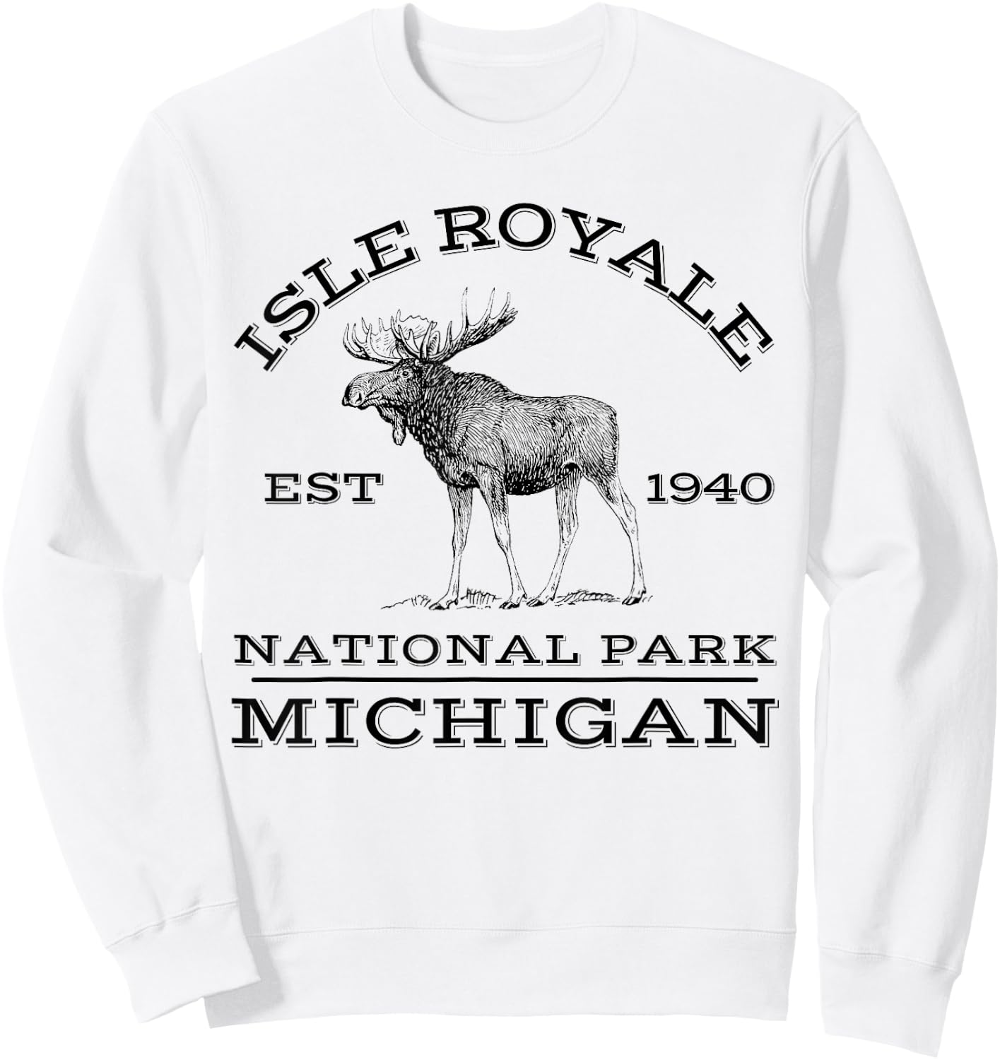 Isle Royale National Park Michigan Moose Hike Outdoors Sweatshirt - Sweatshirt | White