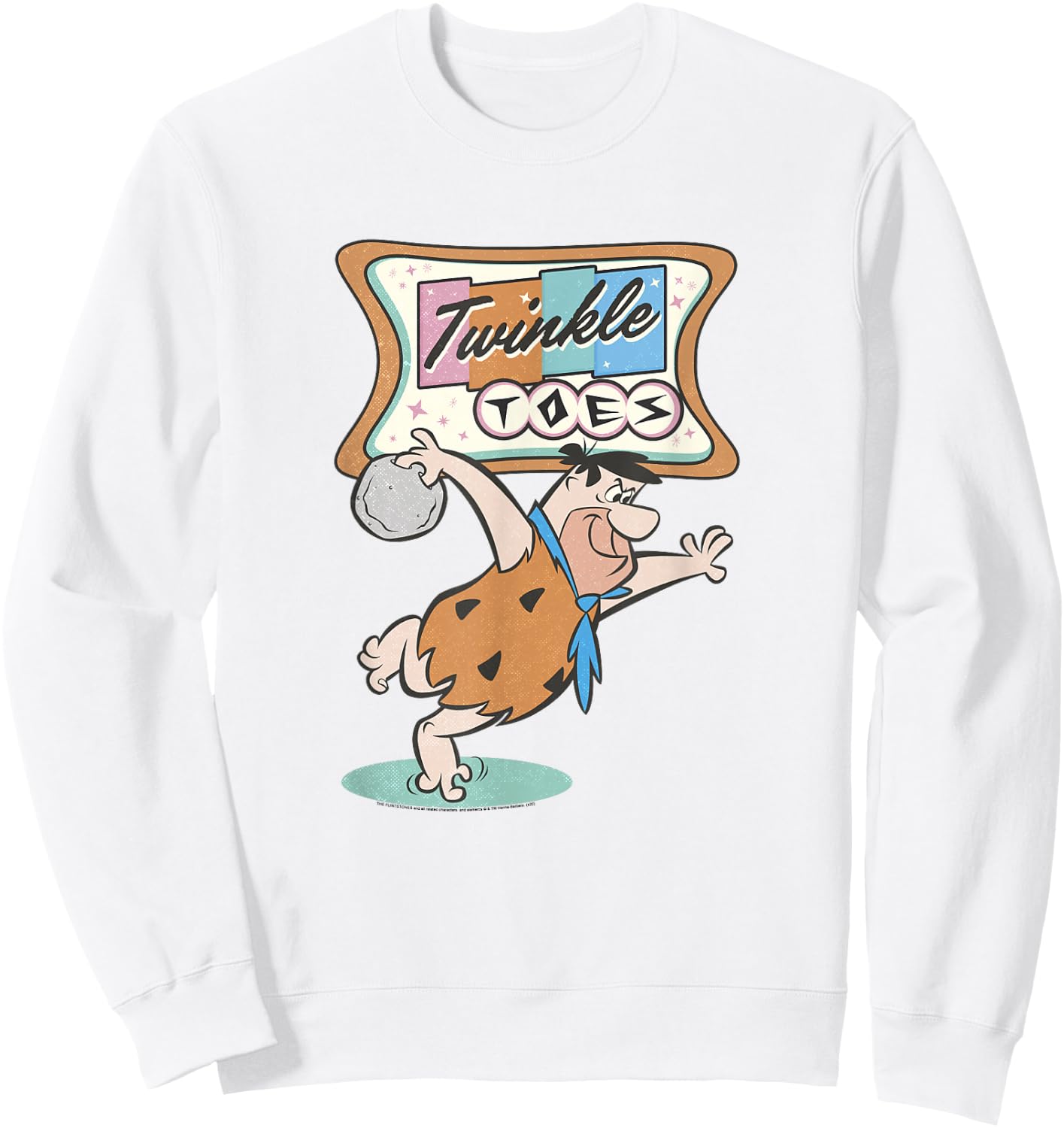 The Flintstones Twinkle Toes Fred Flintstone Bowling Alley Small Sweatshirt - Sweatshirt | White