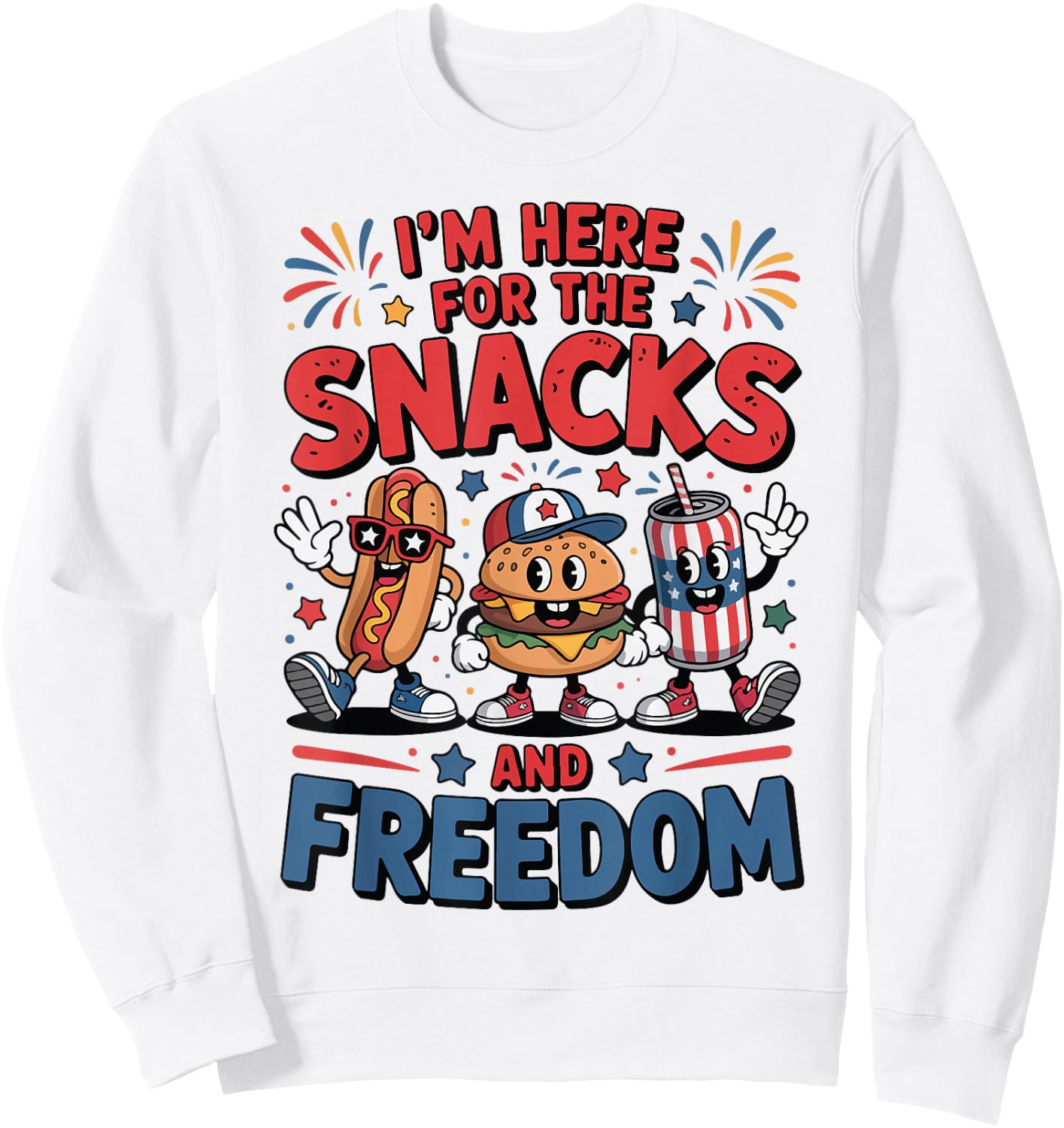 Im Here For Snacks Freedom Hotdog 4th July Funny Toddler Boy Sweatshirt - Sweatshirt | White