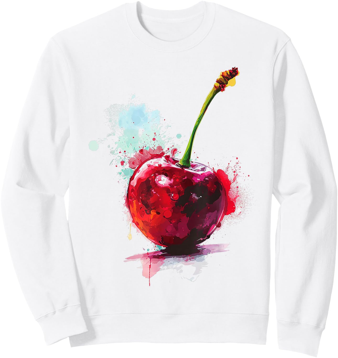 Cherry Pattern Painting , white, S Sweatshirt - Sweatshirt | White