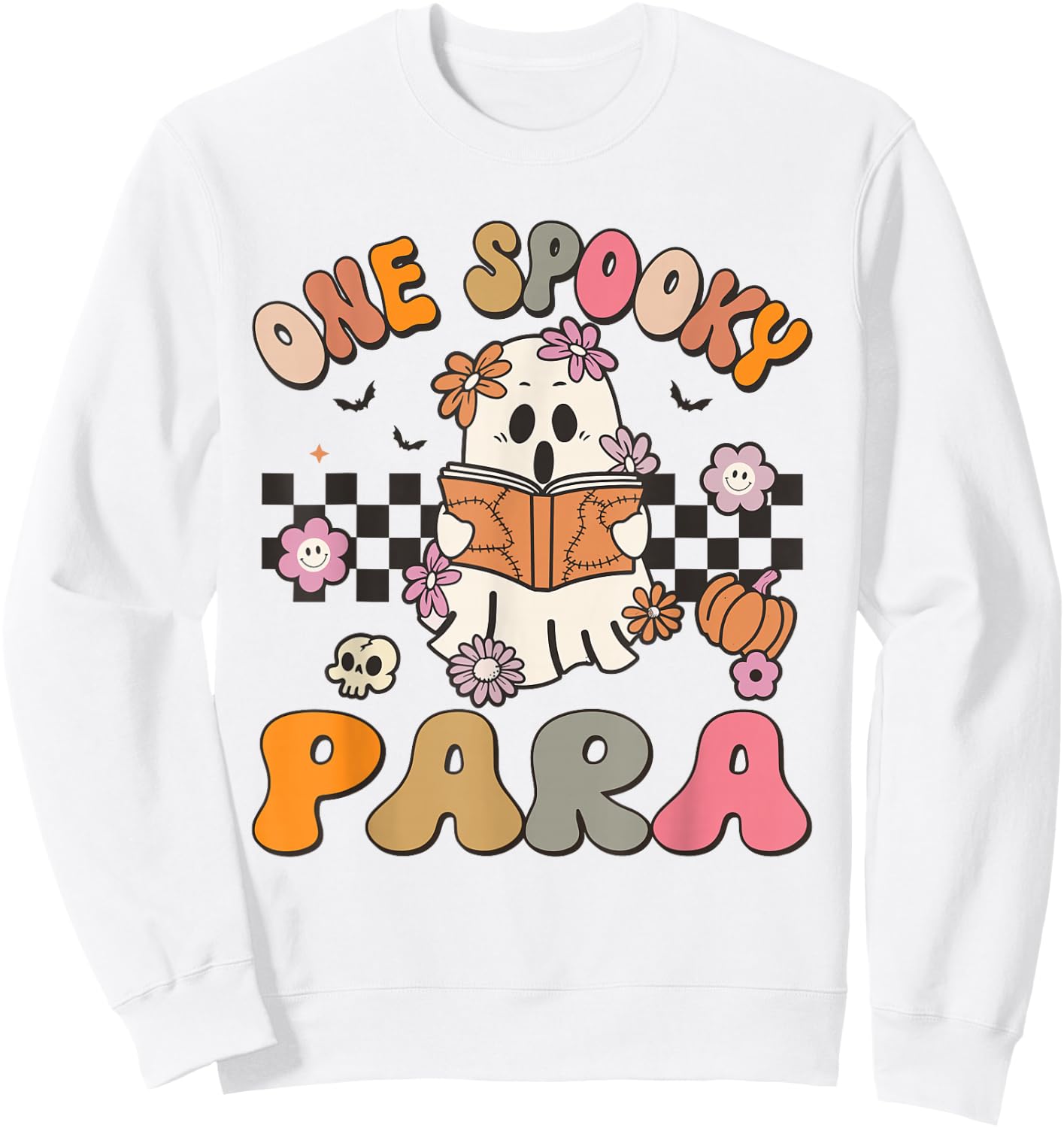 One Spooky Para Retro Ghost Halloween Spooky Season Sweatshirt - Sweatshirt | White