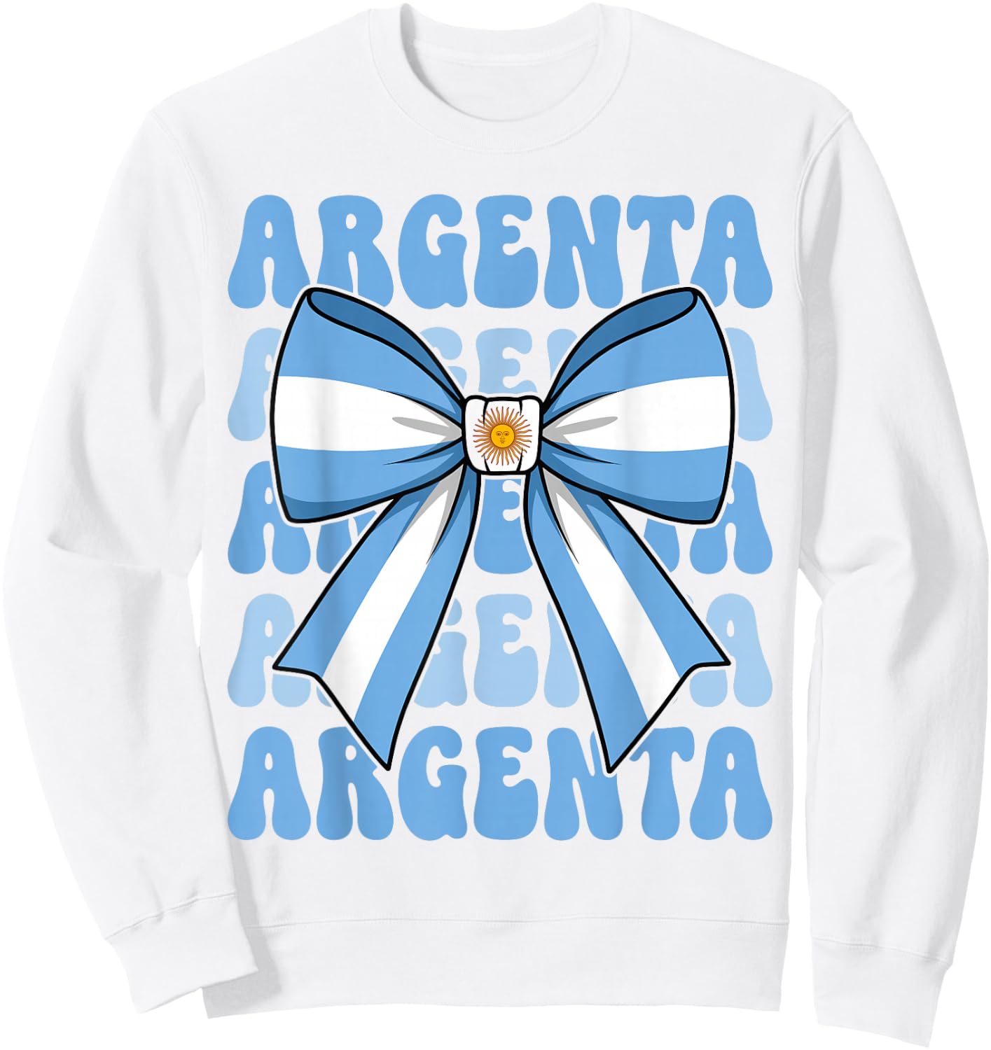 Argenta Groovy Coquette Bow Argentina Flag Argentinian Girl Sweatshirt - Sweatshirt | White