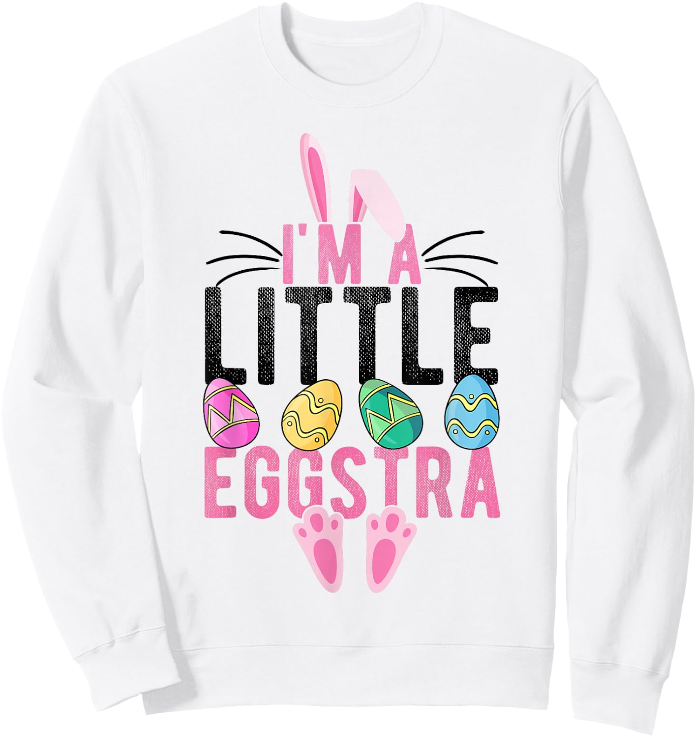 I'M A LITTLE EGGSTRA Easter Bunny Kids Sweatshirt - Sweatshirt | White