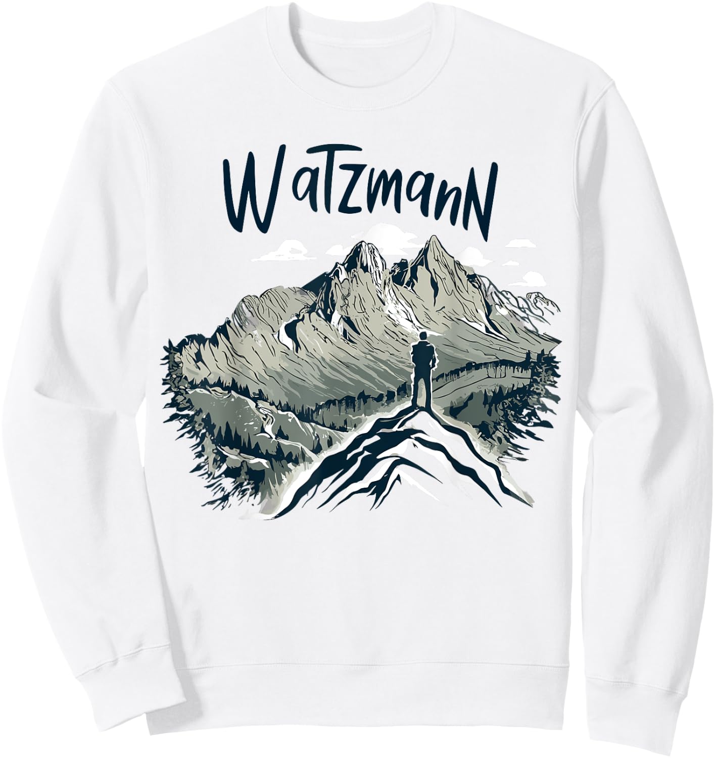 Watzmann Königssee Berchtesgaden Damen Bergsteiger- Grau Klein EU S Kurzarm Crew-Ausschnitt Pull-On Polyester 100% Imported Alle Sweatshirt - Sweatshirt | White