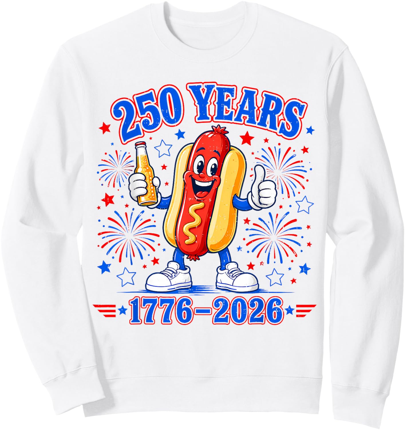 America 250th Anniversary USA Patriotic Hotdog 4th of July Sweatshirt - Sweatshirt | White