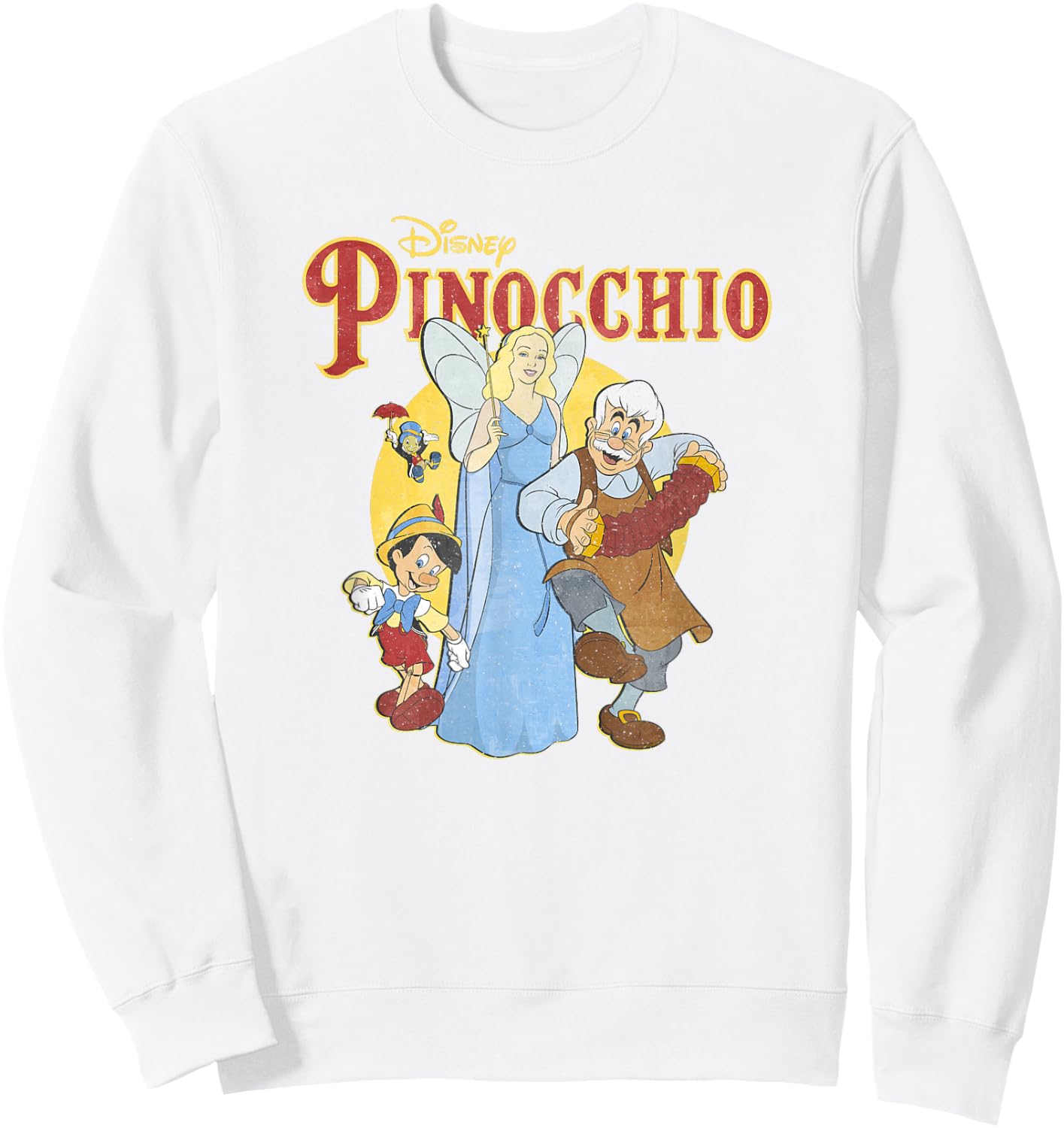 Disney Pinocchio Vintage Classic Group Movie Poster Sweatshirt - Sweatshirt | White