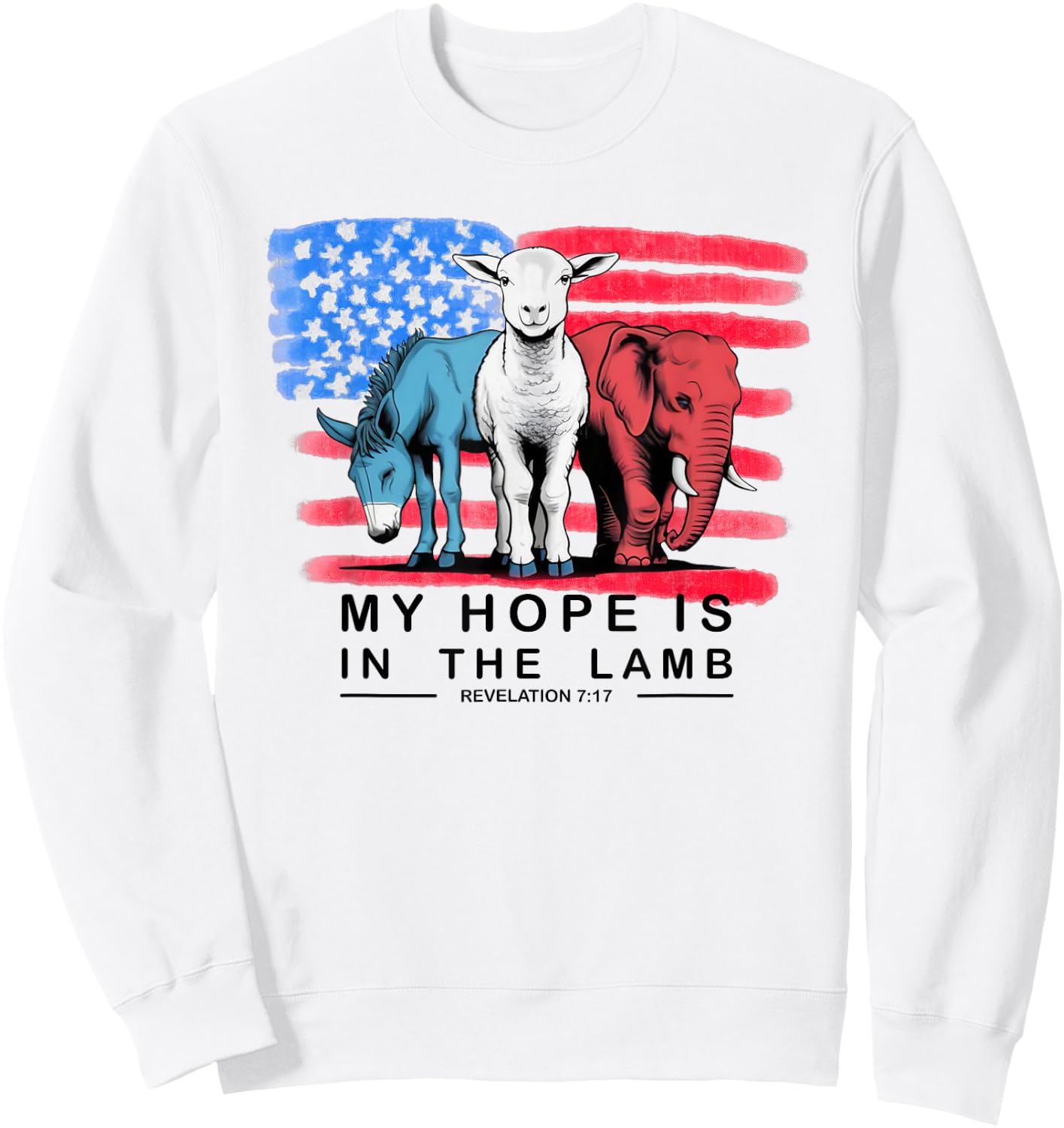 Vintage My Hope Is In The Lamb Christian God Jesus USA Flag Sweatshirt - Sweatshirt | White