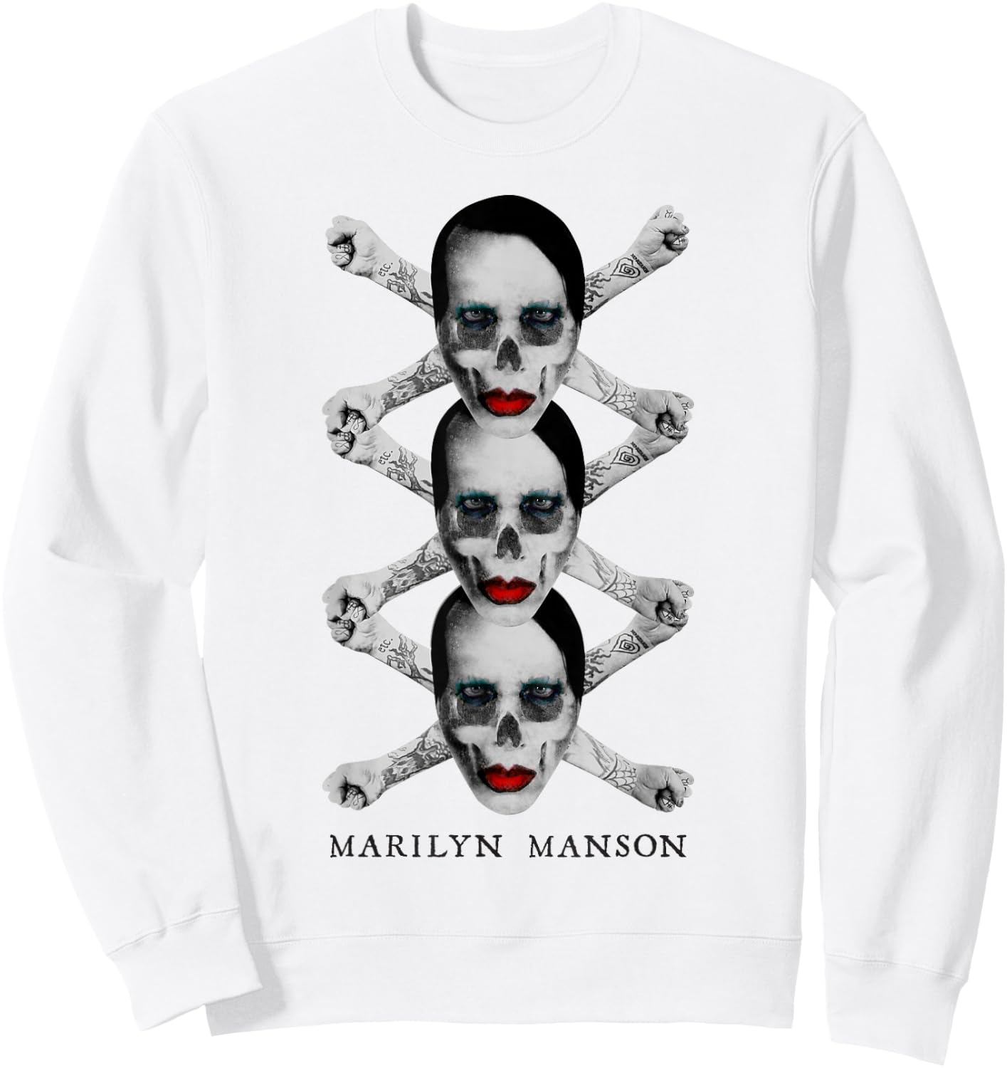 Marilyn Manson Crossbones X3 , white, S Sweatshirt - Sweatshirt | White