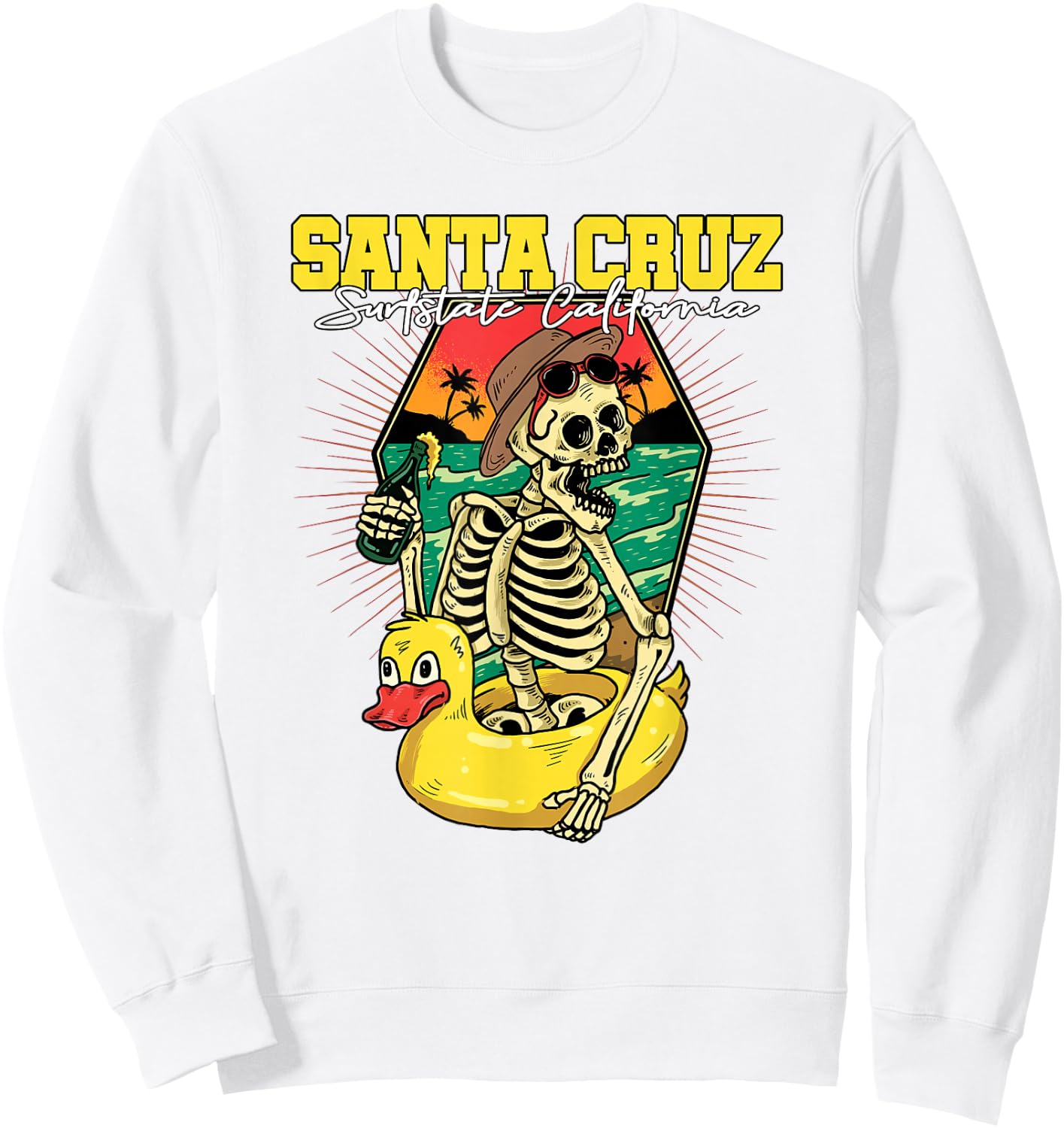 Santa Cruz CA California Surfer I Santa Cruz California , White Sweatshirt - Sweatshirt | White