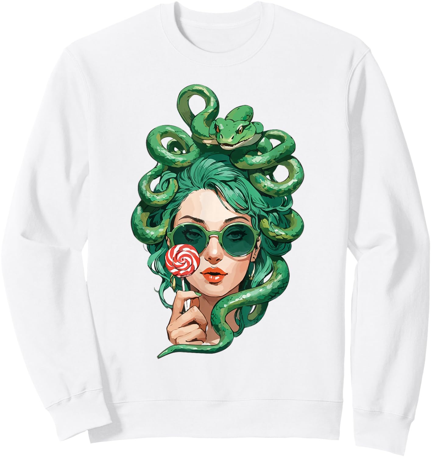Medusa Lollipop - Modern Greek Mythology Fun Sweatshirt - Sweatshirt | White