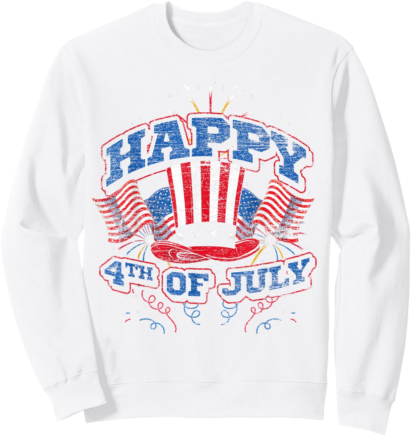 Happy 4th Of July US Flag Liberty American 4th Of July Sweatshirt - Sweatshirt | White