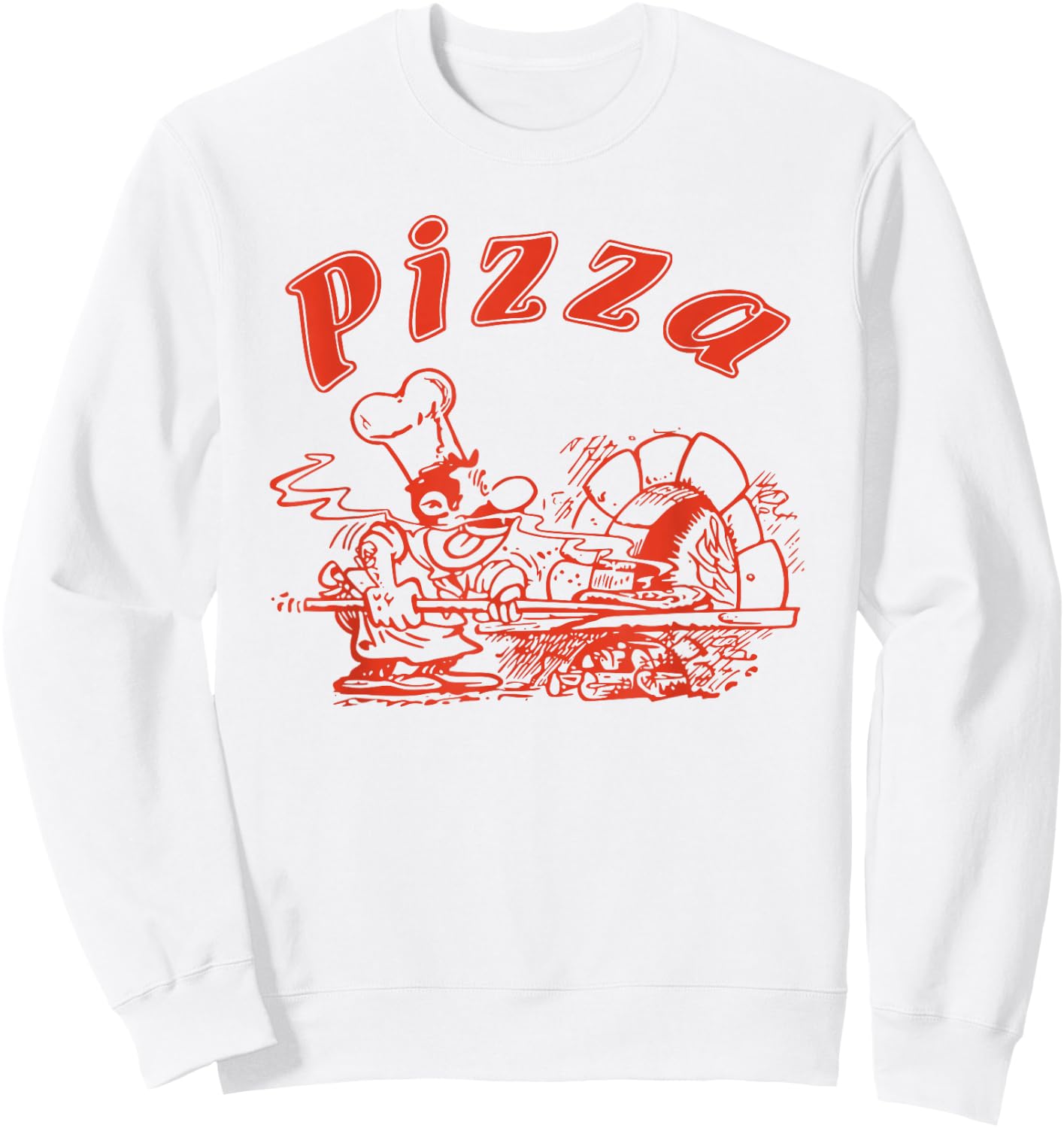 Pizza Logo Retro Italy as on the Box Sweatshirt - Sweatshirt | White