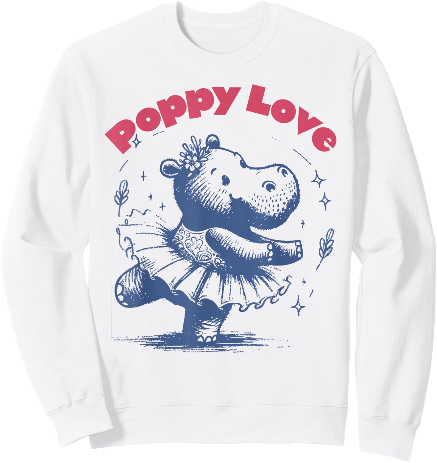 Baby Pygmy Hippo Poppy. Richmond. I Love Poppy Sweatshirt - Sweatshirt | White