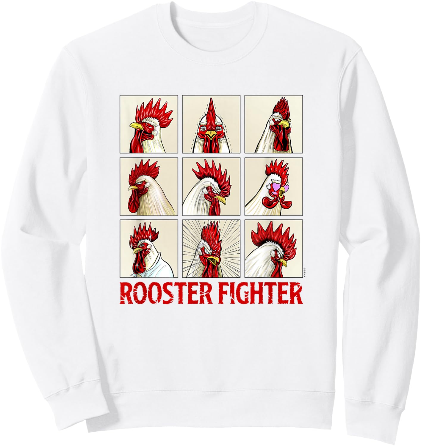 Rooster Fighter Expressions of Keiji Box Up Sweatshirt - Sweatshirt | White