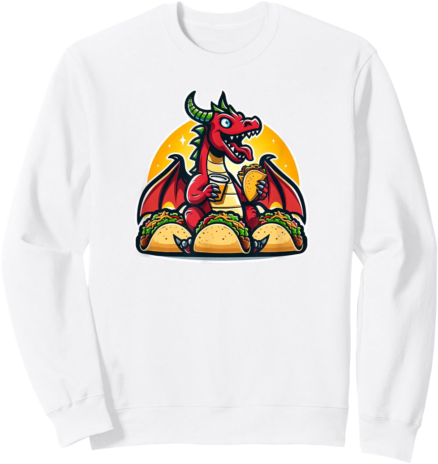 Dragon Loves Tacos Sweatshirt - Sweatshirt | White