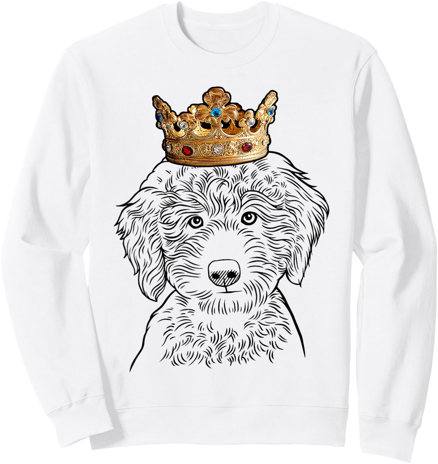 Labradoodle Dog Wearing Crown Sweatshirt - Sweatshirt | White