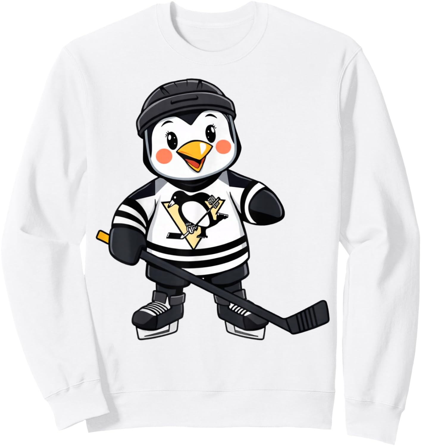 Cartoon Penguin Hockey Player Ice Hockey Sweatshirt - Sweatshirt | White