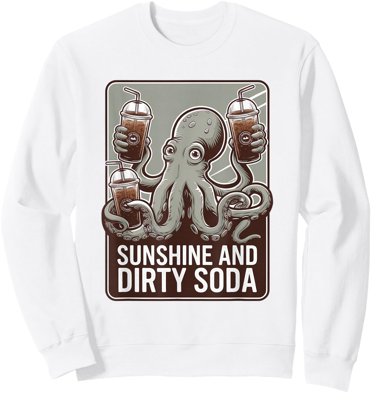 Dirty Soda Capitan Octopus Iced Beverage Sweatshirt - Sweatshirt | White