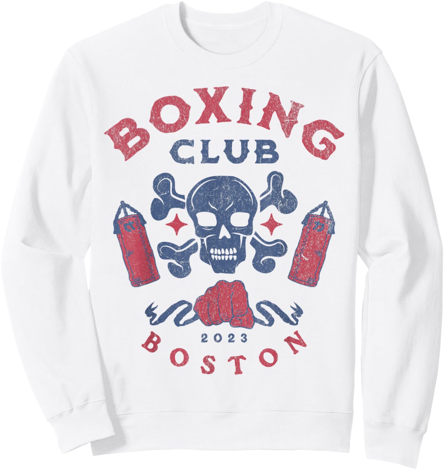 Boxing Club Boston Skull Sweatshirt - Sweatshirt | White