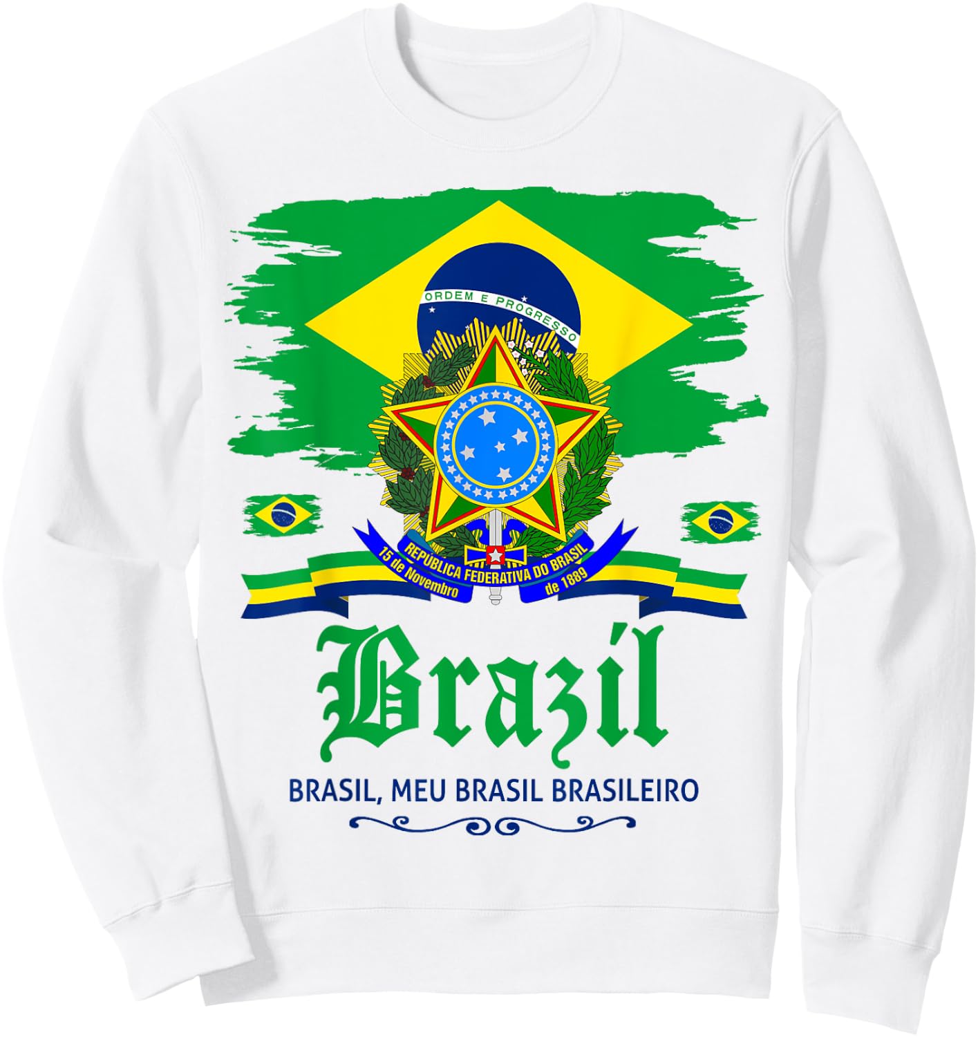 Brazil Flag - Outfit Idea - Brazilian Flag , Yellow, S Sweatshirt - Sweatshirt | White