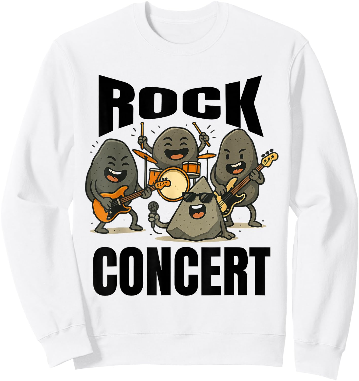 Rocks Band Drums Guitar Music Lover Funny Sweatshirt - Sweatshirt | White