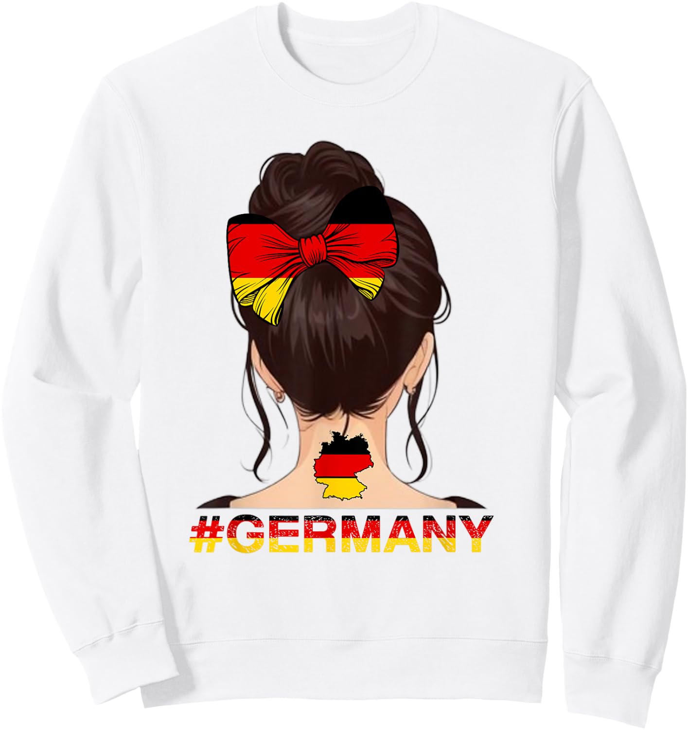 Deutsches Mädchen - Messy Bun mit Deutschland-Flagge Sweatshirt - Sweatshirt | White